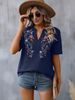 2025 Summer New Fashionable Ten Thousand Needles Embroidered Splicing Lace Top Women's T_ecoleips.com