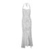 AD243 Quality Model 2025 Spring Sexy Style Private Wear Socialite Women's Halter Square Neck Patchwork Dress_ecoleips.com
