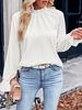 Women's Solid Color Ruffled Collar Loose Fit Chiffon Blouse – French Style Long Sleeve Top For Spring Summer_ecoleips.com