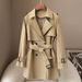 British Style Double-Breasted Trench Coat – Slim Fit Spring/Autumn Women’s Jacket (Khaki/Light Green, M-XL)_ecoleips.com