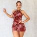 K24DS201 European And American Women's Fashion Summer New Colorful Printed Sleeveless Halter Tie Backless Sexy Dress_ecoleips.com
