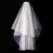 Simple Double-Layer Bridal Veil With Metal Comb – Short Wedding Veil For Ceremony, Party & Photo Shoots, 60-80cm Length (White/Beige/Black)_ecoleips.com