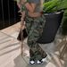 Women's Clothing High Waist Straight Multi Color Camouflage Overalls_ecoleips.com