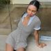 Women's Clothing Summer Fashion Cardigan Color Block Short Sleeve Dress Button Down 2026 New Clothing_ecoleips.com