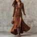 Slim Fit Zipper Stand Collar Slit Long Dress For Women Casual Thin Dress_ecoleips.com