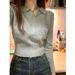 Aria Basics Aria Basics V-Neck Polo Knitted Base Shirt For Women 2025 Autumn Winter Slim Fit Short Inner Top Design Sweater Trendy_ecoleips.com