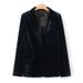 2025s Popular Autumn And Winter Dark Green Commuting Top With One Button Velvet Suit Jacket For Women_ecoleips.com