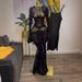 Elegant Flocked Floral Sheer Mesh Long Sleeve Dress With Slip Lining - Stretchy Ruffle Hem A-Line Party Gown_ecoleips.com