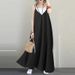 2024 Casual Loose Solid V-neck Backless Sexy Long Sleeveless Women's Party Dress_ecoleips.com