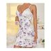 Aria Basics Aria Basics 2025 Cross-Border European And American Nightgown Deep V Neck Low-Cut Sexy Strap Printed Home Dress_ecoleips.com