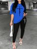 Women's Sports Outfit Set, Plus Size Abstract Figure Print Long Sleeve T-shirt Top & Medium Stretch Comfy Pants Fitness Outfit_ecoleips.com