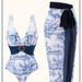 Elegant Retro Print One-Piece Swimsuit Slimming Design Sexy Comfortable Women's Beach Pool Swimwear_ecoleips.com