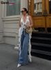 Weird Puss Ruffles Flowers Tank Tops Women Mesh Summer Sexy Deep V-Neck Irregular Tassel Halter Backless Camisole Wild Street_ecoleips.com
