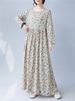 Cotton Long Sleeve Print Floral Vintage Dresses For Women 2025 Autumn Casual Loose Dress Femme Robe Office Lady Elegant Clothing_ecoleips.com
