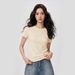 Summer White Women's Short-sleeve T-shirt, Slim Fit, Round Neck, Tight-fitting, Slimming Base Shirt, New Style Tee_ecoleips.com