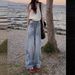 Light Blue Jeans, New Loose Wide-leg Denim Pants For Women, Summer High-waisted, Floor-length, Stylish Retro Streetwear_ecoleips.com