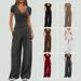 Women's Wide Leg Pants Suit Short Sleeved Sportswear Two Piece Set American Style For Spring Autumn Casual And Commuting_ecoleips.com