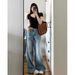 American Wide Jeans Women's Autumn And Winter New Item Plus Size Fat MM Loose Slimming Straight Leg Long Pants_ecoleips.com