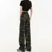 Women's Camouflage Cargo Pants 2026 Spring/Summer New Popular High-Waisted American Style Straight Narrow Wide-Leg Jeans_ecoleips.com