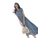 Aria Basics Aria Basics Chiffon For Women Summer 2023 New Trend Korean Style Elegant Very Fairy French Niche Over-the-Knee Long Dress_ecoleips.com