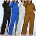 Women's Clothing Turtleneck Pullover Pocket Sweatshirt Two piece Set_ecoleips.com