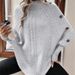 Women's Clothing Autumn And Winter High Collar Button Decoration Bat Sweater Cable Knit Sweater_ecoleips.com