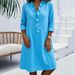 Women's V Neck Ruffled Long Sleeve Shirtdress – Slim Fit Casual Office Spring Dress 2026_ecoleips.com