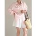 French-style Elegant And Youthful Pink Linen Sunscreen Long-sleeve Shirt For Women, Summer Thin Cotton-linen Lightweight_ecoleips.com