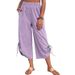 Women's plus Size Straight Leg Cropped Trousers Spring Autumn European American Style Loose Casual Drawstring Pockets_ecoleips.com