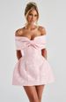 Women's Clothing Slim Jacquard Top Strap Bow Dress Short One Shoulder Dress_ecoleips.com