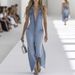 Women's Loose Solid Color Casual Denim Jumpsuit Single Breasted Spring Summer New_ecoleips.com