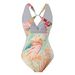 Vintage Floral Print One-Piece Swimsuit For Women – Modest, Slimming & Comfortable Swimwear With Removable Padding_ecoleips.com