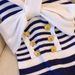 Women's Blue White Striped Crisscross Halter Neck Sundress Gold Button Detail Stretchy Knit Bodycon Mini Dress Sexy Party Dress_ecoleips.com