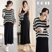 Autumn New Korean Fashion Knitted Strap Two-Piece Maternity Dress_ecoleips.com