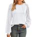 Women's Clothing New Women's Long Sleeved Round Neck T Shirt Lace Stitching Top_ecoleips.com