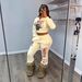 Women's Clothing Women's American Style Sexy Letter Print Hooded Jacket And Trousers Fashion Suit Set Long Sleeve For Formal & Casual_ecoleips.com