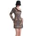 Women's Clothing Spring New Printed Heavy Beaded One shoulder A line Skirt Retro Style Small Long Sleeve Dress_ecoleips.com