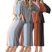 2024 Autumn European And American Women's Fashion Simple Round Neck Five-Quarter Sleeve Comfortable Top Loose_ecoleips.com