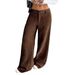 Voya Women's European American Corduroy Spring-summer Dark Brown Vertical Striped High-wide-leg Pants,loose And Skinny-fitting Casual Pants For Women
_ecoleips.com