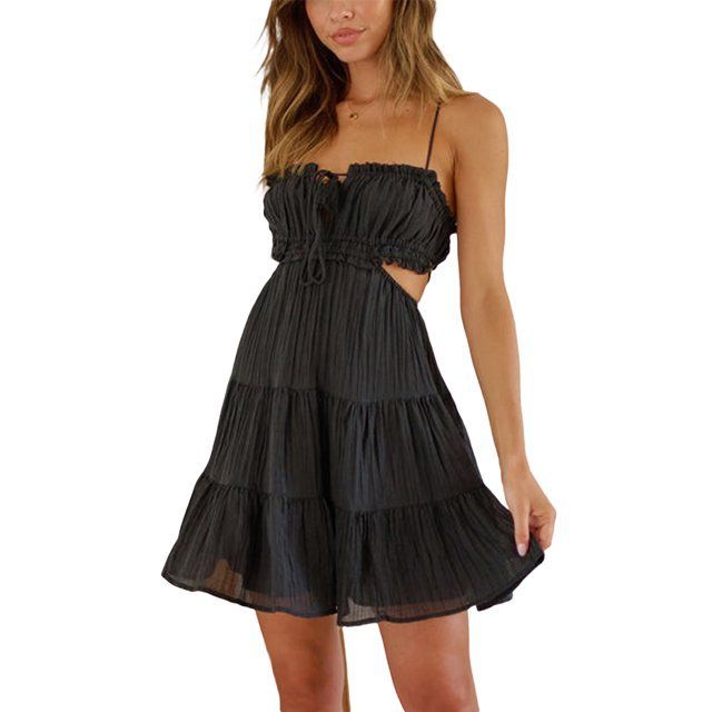 Summer Women's Off-The-Shoulder Backless Short Dress European American Style Cross Border Fashion Suspender Design_ecoleips.com