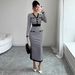 Inspired Black Knit Dress - V-Neck, A-Line, Long Sleeve, High Waist, Polyester, S-XL"_ecoleips.com