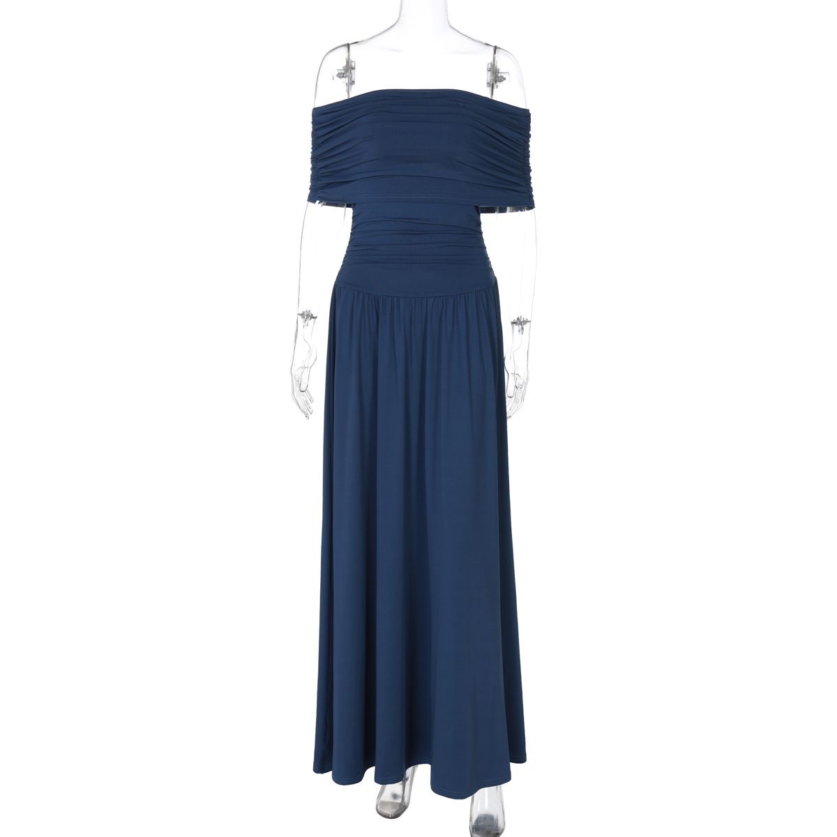 Women's Slim Fitting off Shoulder Strapless Dress European American Style Summer New Arrivals Fashionable Elegant Solid Color Waist Cinching_ecoleips.com