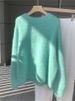 Women's Oversized Fluffy Mohair Sweater Winter Warm Thick Knit Pullover Soft Cozy Round Neck Loose Fit Korean Style Casual Tops_ecoleips.com