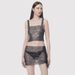 Women's Sexy Fishnet Dress Full Rhinestone Mesh Hot Girl Sheer Fringe Skirt Set For Women_ecoleips.com