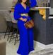 C8468 2022 European And American Summer New V-neck Sexy Tie Pleated Wide-leg Plus Size Foreign Trade Jumpsuit_ecoleips.com