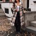 Women's Oversized Plaid Wool Coat – Autumn Winter Long Hooded Trench Coat, Slit Design, Loose Fit, European & American Style (Brown, Sizes S-XXL)_ecoleips.com
