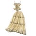 Women's Clothing Off Shoulder Strap Elastic Pleated Waist Slimming Top + High Waist Ruffle Skirt Two Piece Set_ecoleips.com