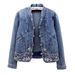 Sring And Autumn New Denim For Women, Short Versatile Retro Chinese Style Embroidered Stretch Slim Fit Jacket Trendy_ecoleips.com