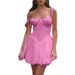Women's Sexy Lace Panel Halter Tie Side Flowy Mini Dress – Trendy Summer Club Gown_ecoleips.com