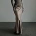 Women's Clothing Spring Satin Satin Long High Waist Hip Wrapped Floor Length Fishtail Skirt_ecoleips.com